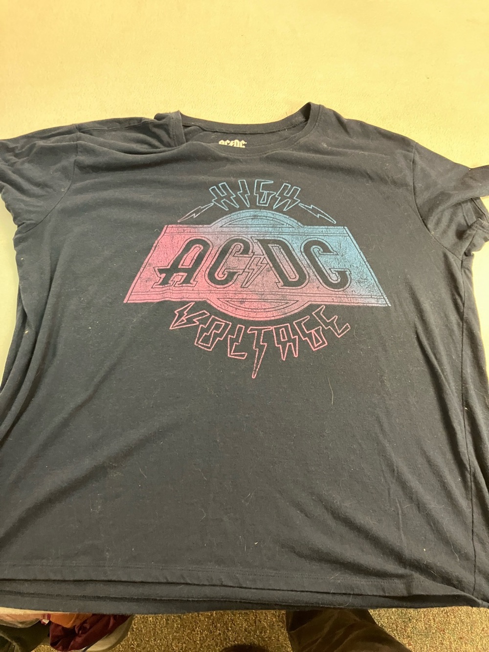 Hybrid Apparel Black AC/DC High Voltage Graphic Tee with Pink and Blue Print